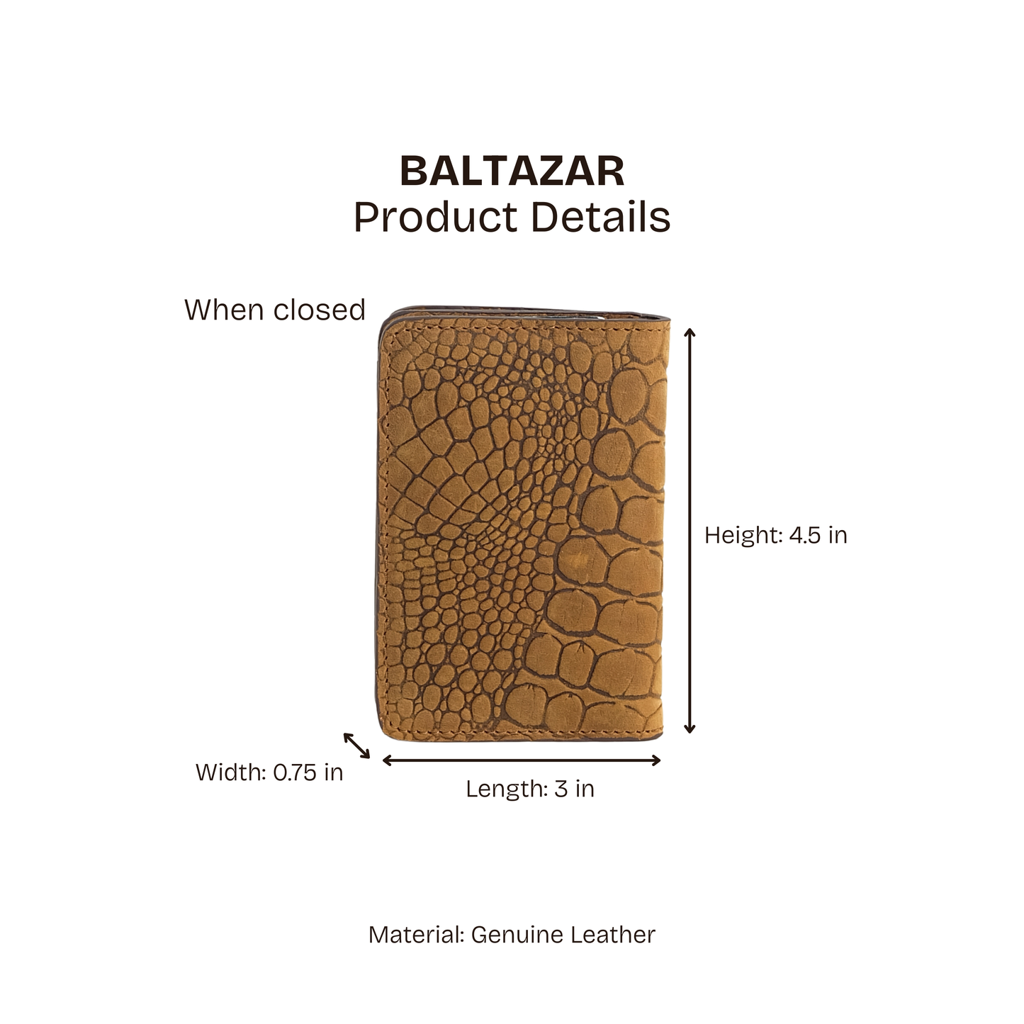Baltazar Card Holder Wallet in Croco Vintage Light Tan
