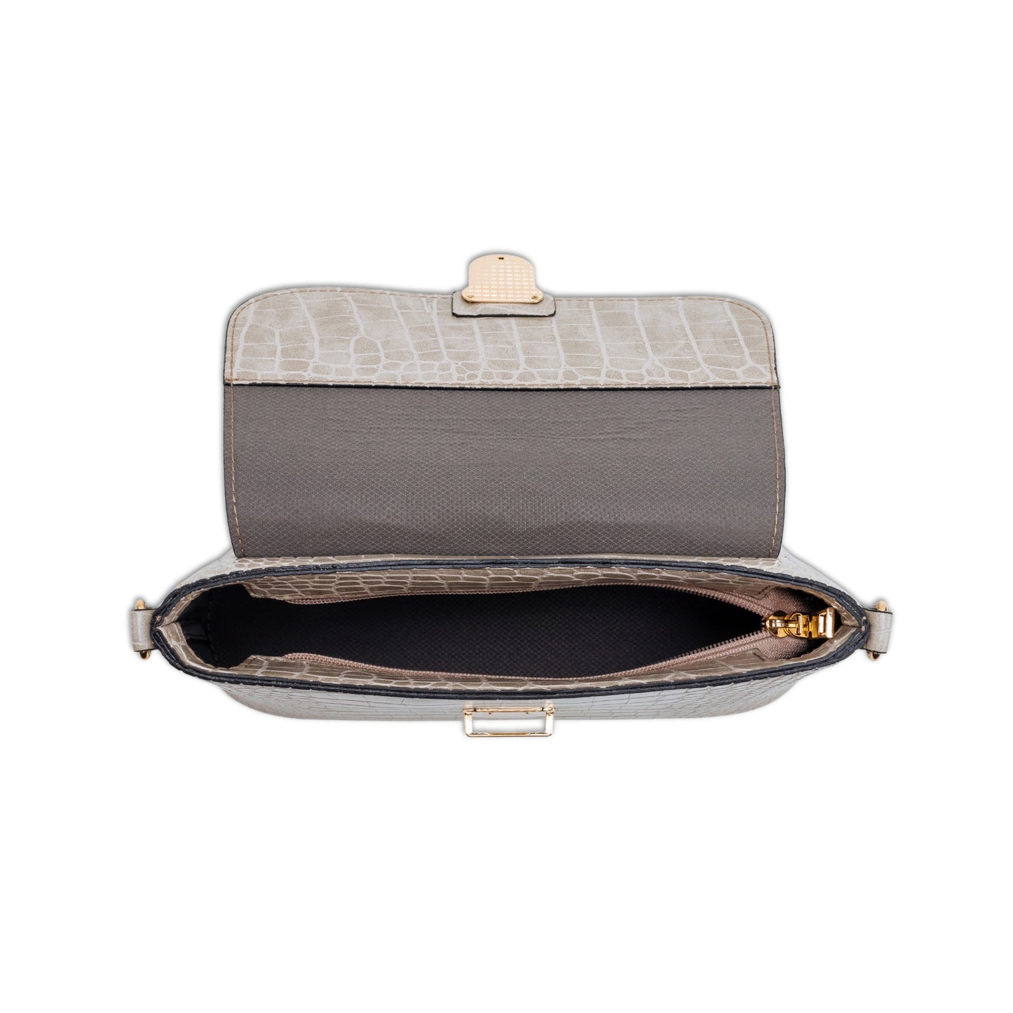 (CLEARANCE) VIA Bag in Croco Bone - PU Leather