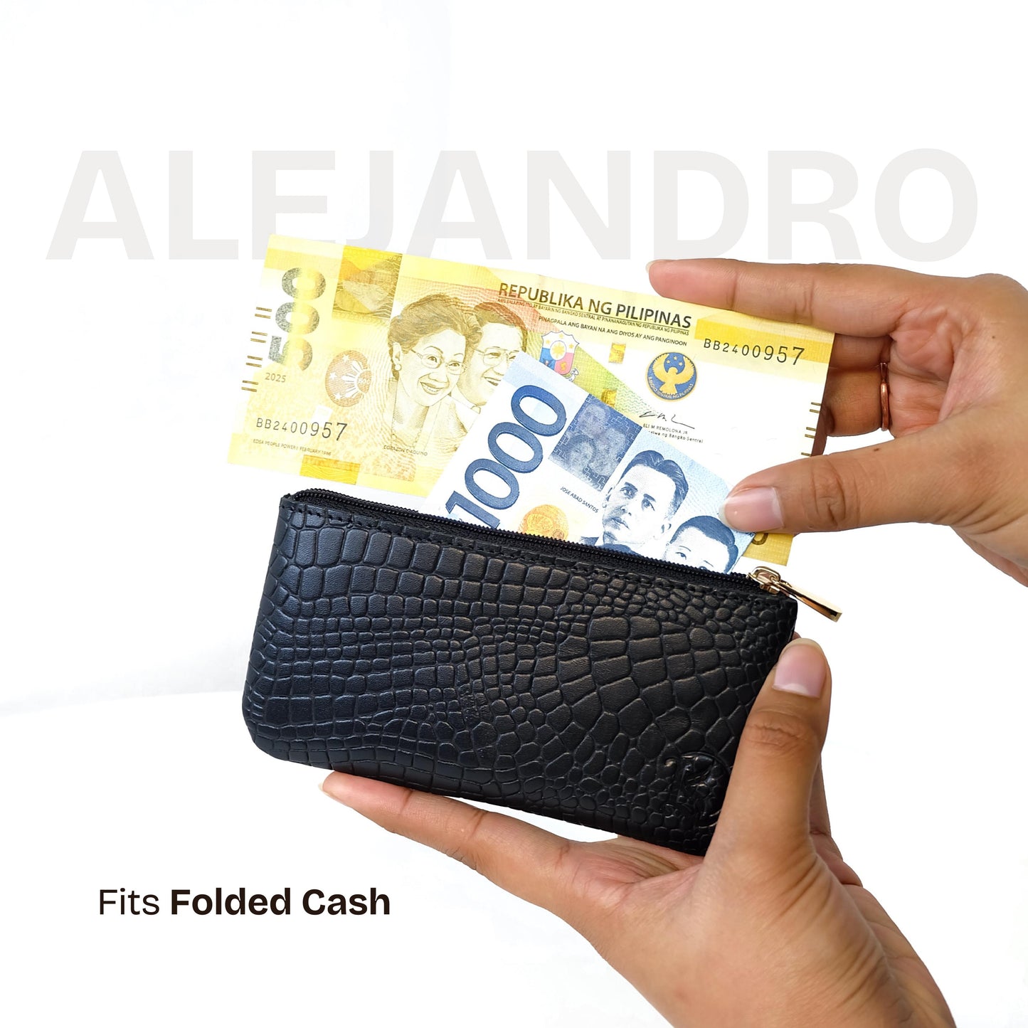 Alejandro Basic Pouch in Grained Dark Brown - Genuine Leather