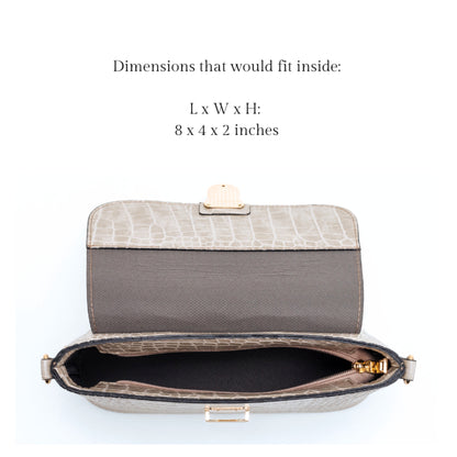 (CLEARANCE) VIA Bag in Croco Bone - PU Leather