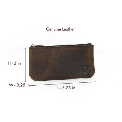 Alejandro Basic Pouch in Grained Dark Brown - Genuine Leather