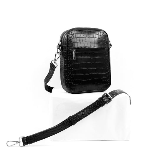 (CLEARANCE) TIKAS Bag in Croco Black - PU Leather