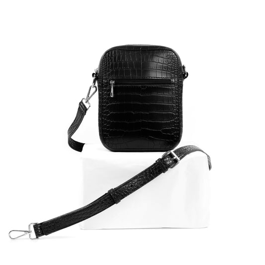 (CLEARANCE) TIKAS Bag in Croco Black - PU Leather