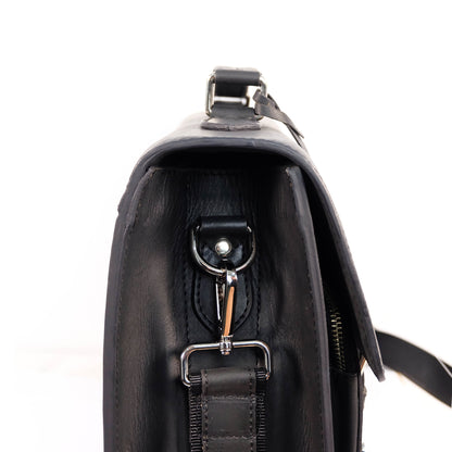 SULTAN Laptop Bag in Black Silver -  Genuine Leather
