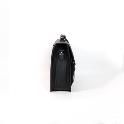 SULTAN Laptop Bag in Black Silver -  Genuine Leather