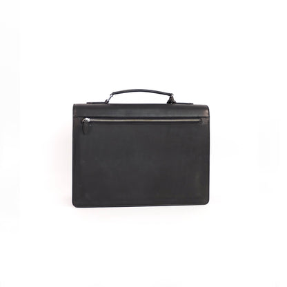 SULTAN Laptop Bag in Black Silver -  Genuine Leather