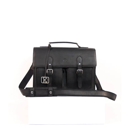 SULTAN Laptop Bag in Black Silver -  Genuine Leather