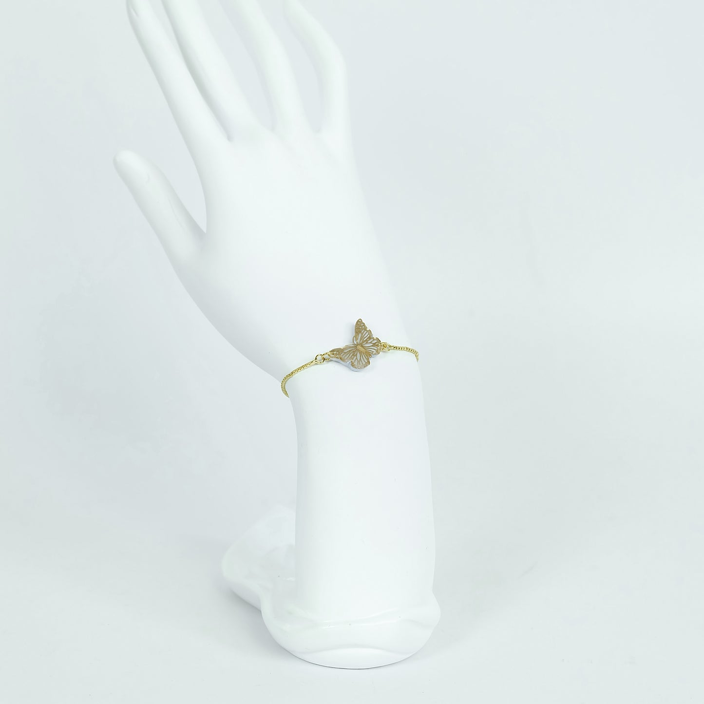 Dainty Butterfly Adjustable Bracelet in Gold - Polymer Clay/Resin