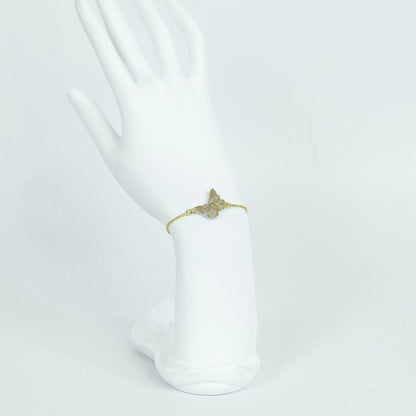 Dainty Butterfly Adjustable Bracelet in Gold - Polymer Clay/Resin
