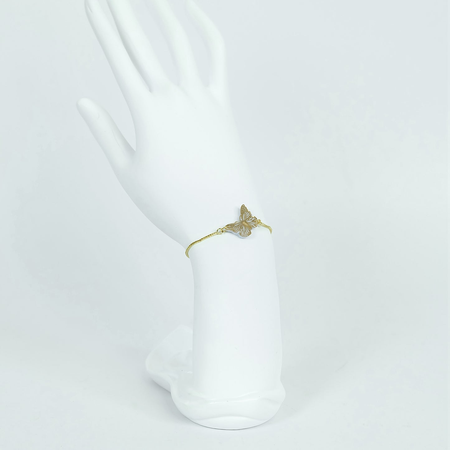 Dainty Butterfly Adjustable Bracelet in Gold - Polymer Clay/Resin
