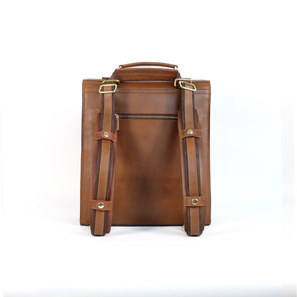 HARA Backpack in Vintage Dark Brown -  Genuine Leather
