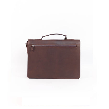 SULTAN Laptop Bag in Vintage Dark Brown Silver -  Genuine Leather