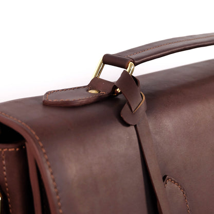 SULTAN Laptop Bag in Vintage Dark Brown Gold -  Genuine Leather