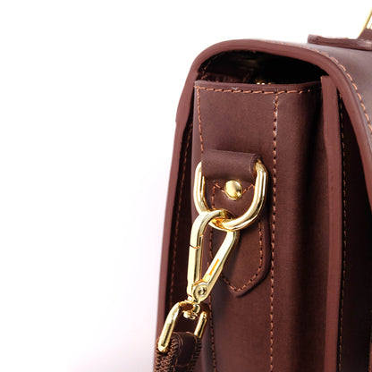 SULTAN Laptop Bag in Vintage Dark Brown Gold -  Genuine Leather