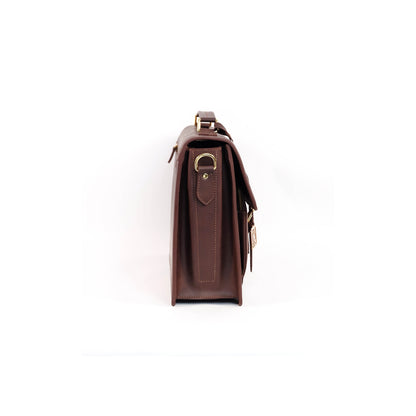 SULTAN Laptop Bag in Vintage Dark Brown Gold -  Genuine Leather
