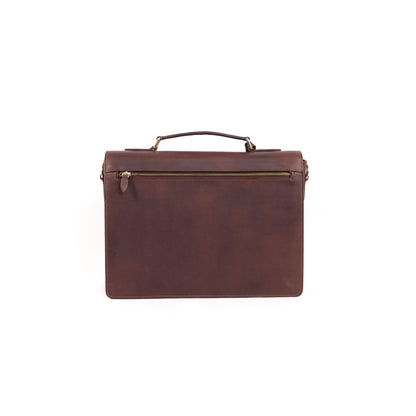 SULTAN Laptop Bag in Vintage Dark Brown Gold -  Genuine Leather