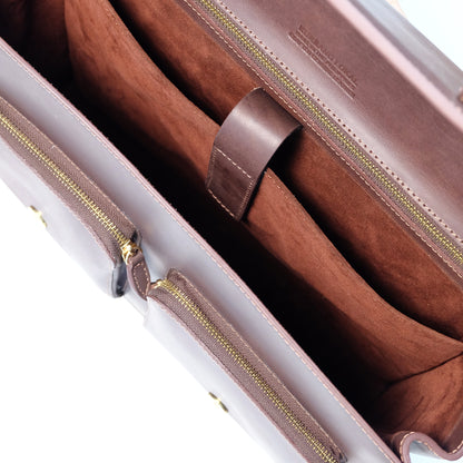 SULTAN Laptop Bag in Vintage Dark Brown Gold -  Genuine Leather