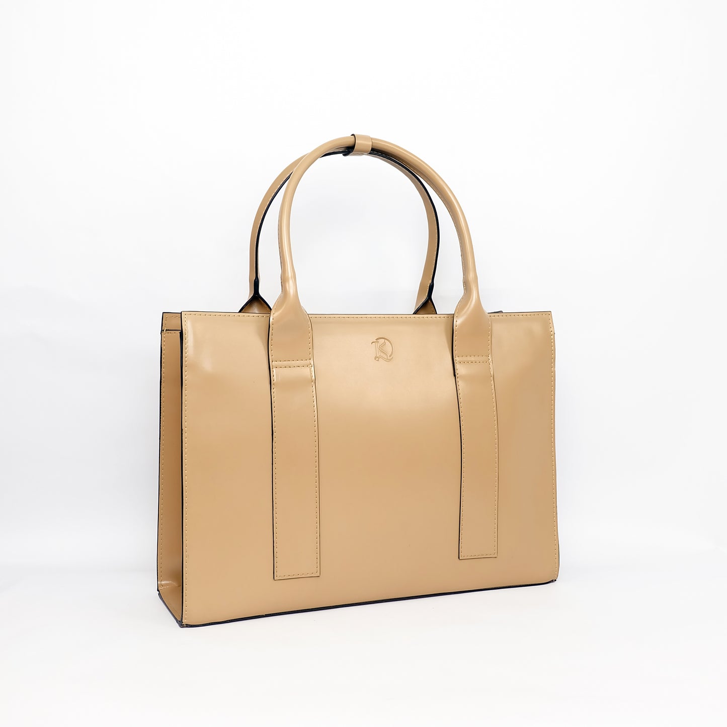 (CLEARANCE) AMIRA Laptop Tote Bag in Champagne - PU Leather