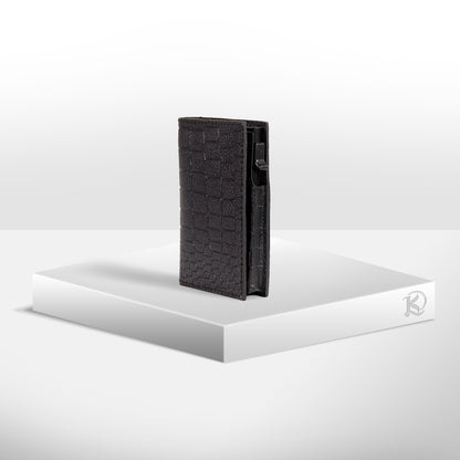 Bagani Card Holder in Croco Black - Genuine Leather w/ RFID Blocker