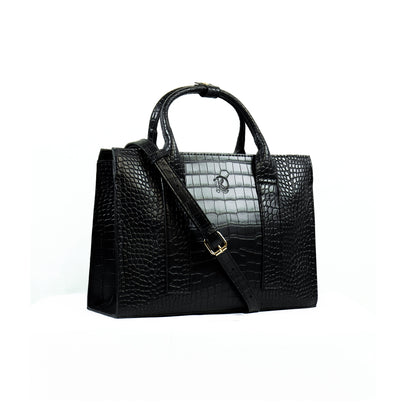 (CLEARANCE) SIERRA Bag in Croco Black - PU Leather