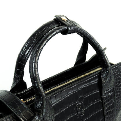 (CLEARANCE) SIERRA Bag in Croco Black - PU Leather