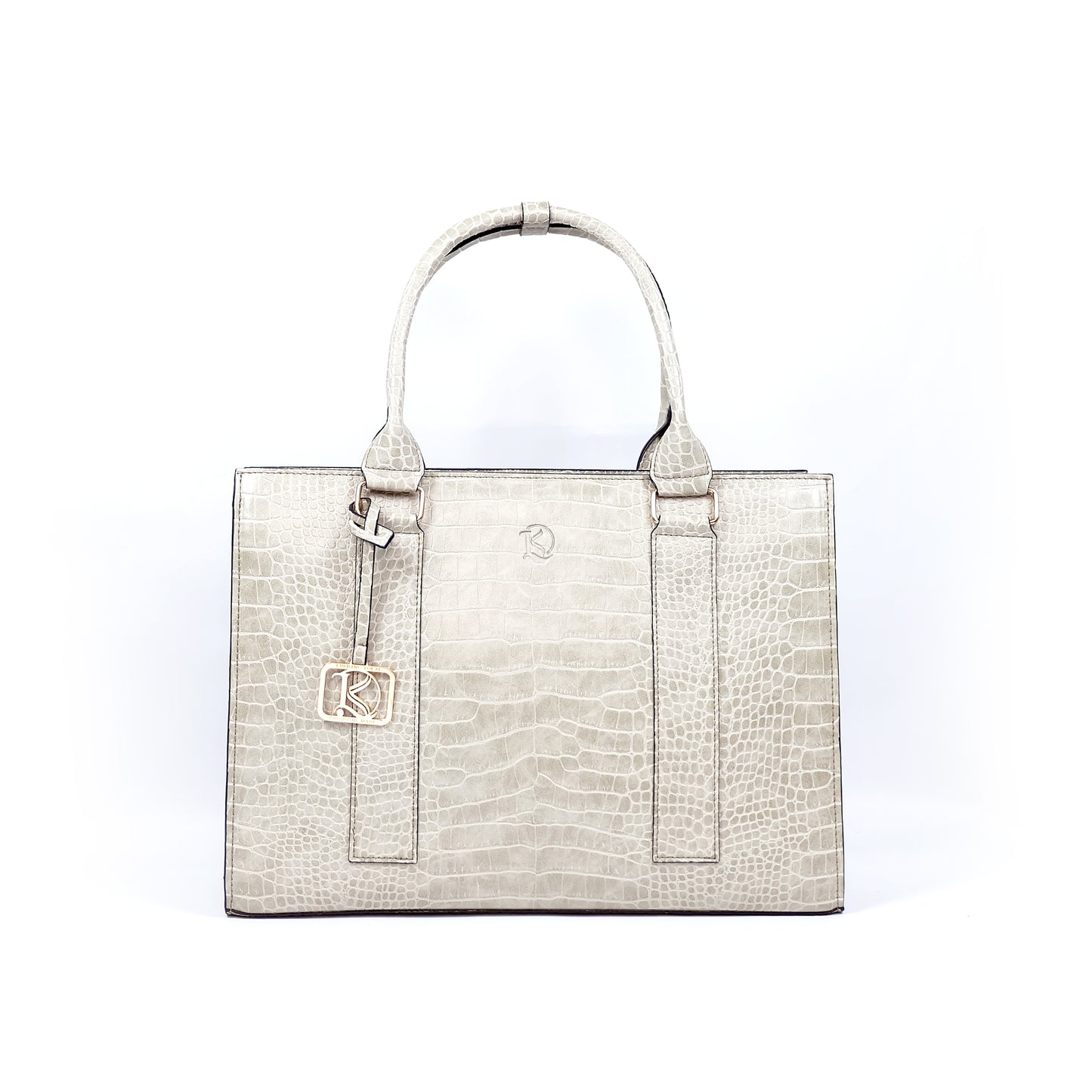 AMIRA 2.0 Laptop Tote Bag in Croco Bone (Gold Hardware) - PU Leather