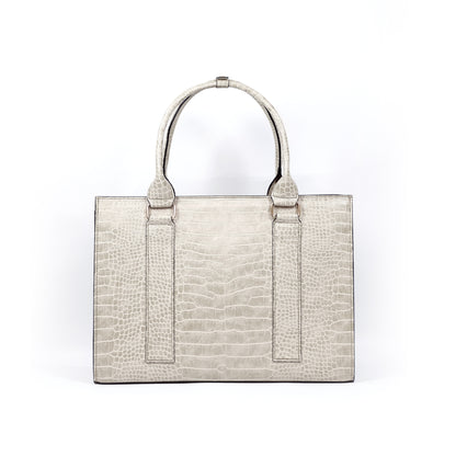 AMIRA 2.0 Laptop Tote Bag in Croco Bone (Gold Hardware) - PU Leather