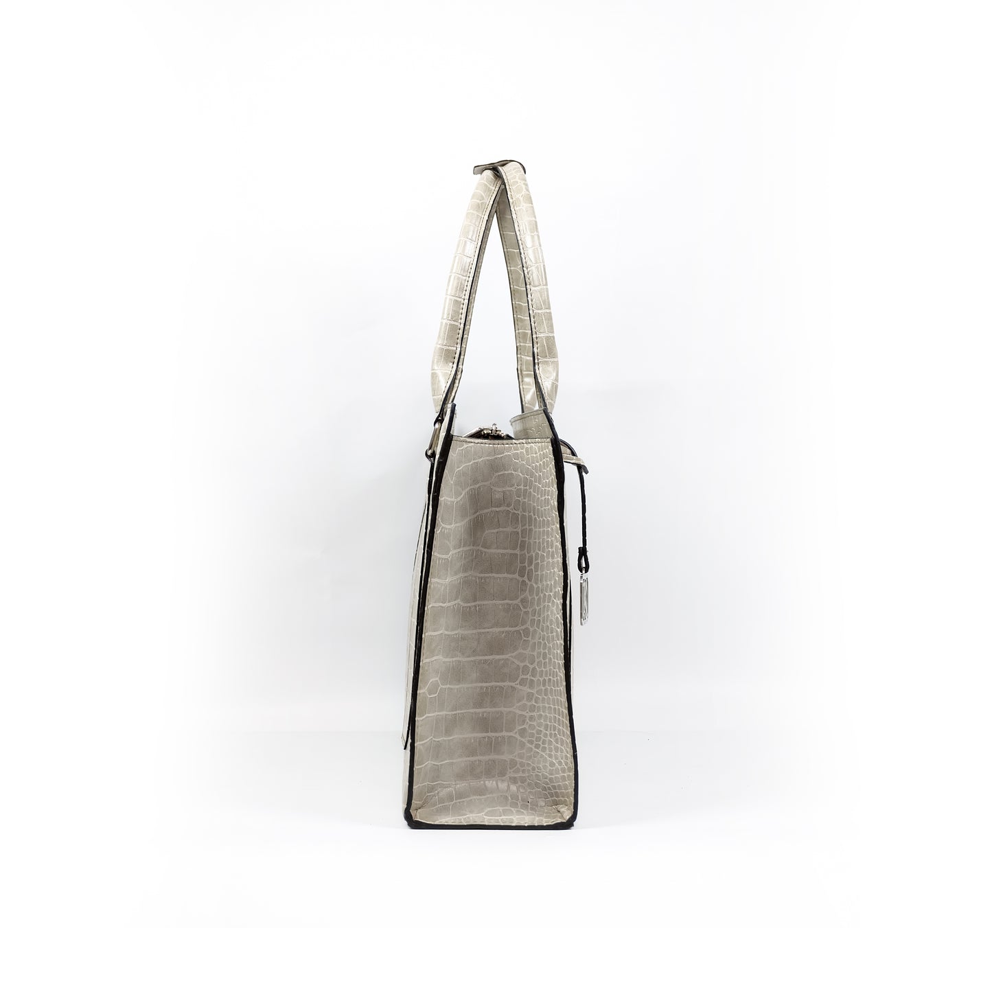 AMIRA 2.0 Laptop Tote Bag in Croco Bone (Silver Hardware) - PU Leather