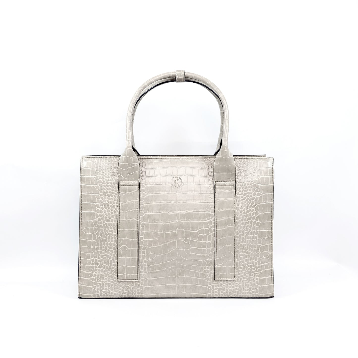 AMIRA Laptop Tote Bag in Croco Bone - PU Leather