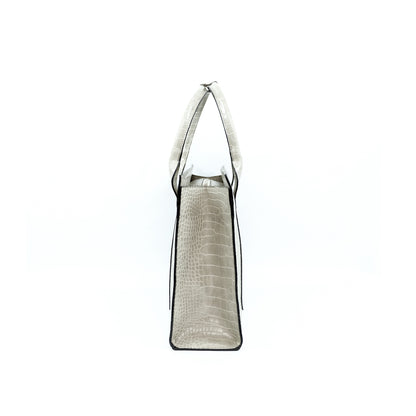 AMIRA Laptop Tote Bag in Croco Bone - PU Leather