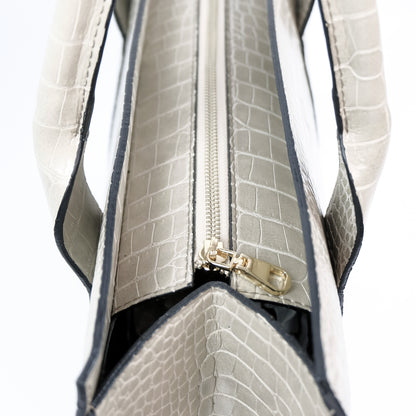 AMIRA Laptop Tote Bag in Croco Bone - PU Leather
