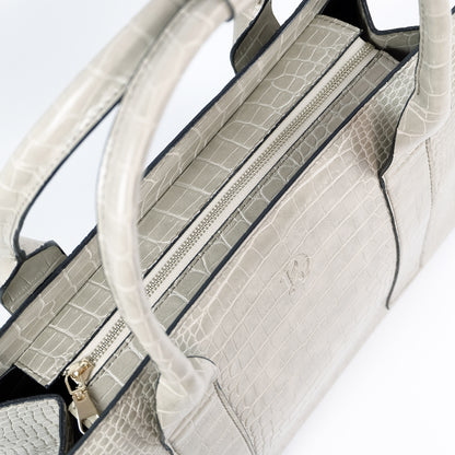AMIRA Laptop Tote Bag in Croco Bone - PU Leather