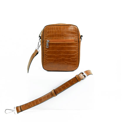 (CLEARANCE) TIKAS Bag in Croco Tan - PU Leather