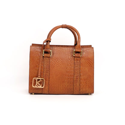 SAFIRA Mini Bag in Croco Tan -  Genuine Leather