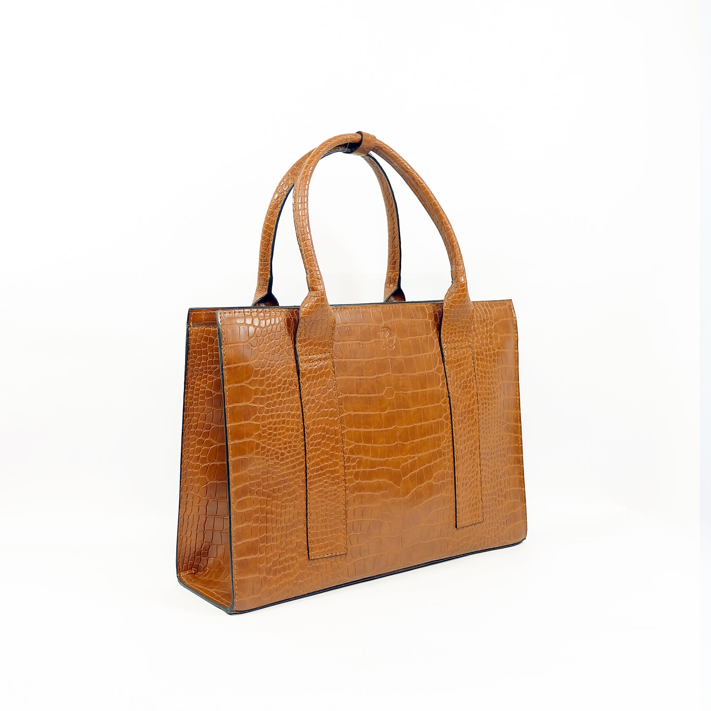 AMIRA Laptop Tote Bag in Croco Tan - PU Leather
