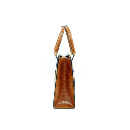 AMIRA Laptop Tote Bag in Croco Tan - PU Leather