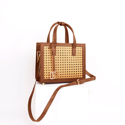 SAFIRA Square Bag in Croco Tan - Full Cowhide x Solihiya