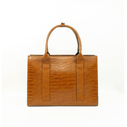 AMIRA Laptop Tote Bag in Croco Tan - PU Leather