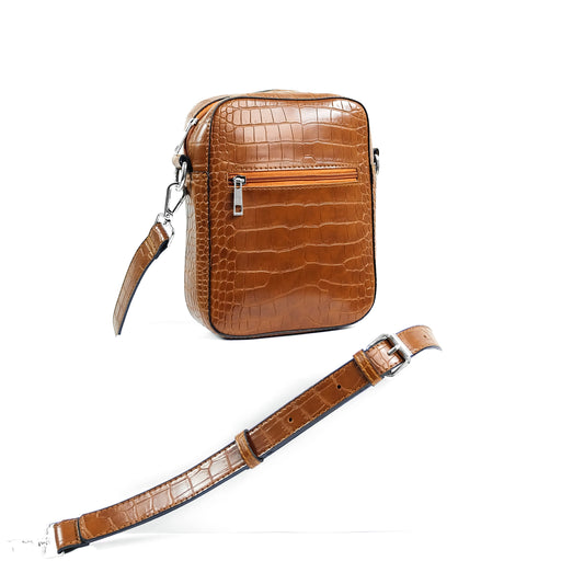 (CLEARANCE) TIKAS Bag in Croco Tan - PU Leather