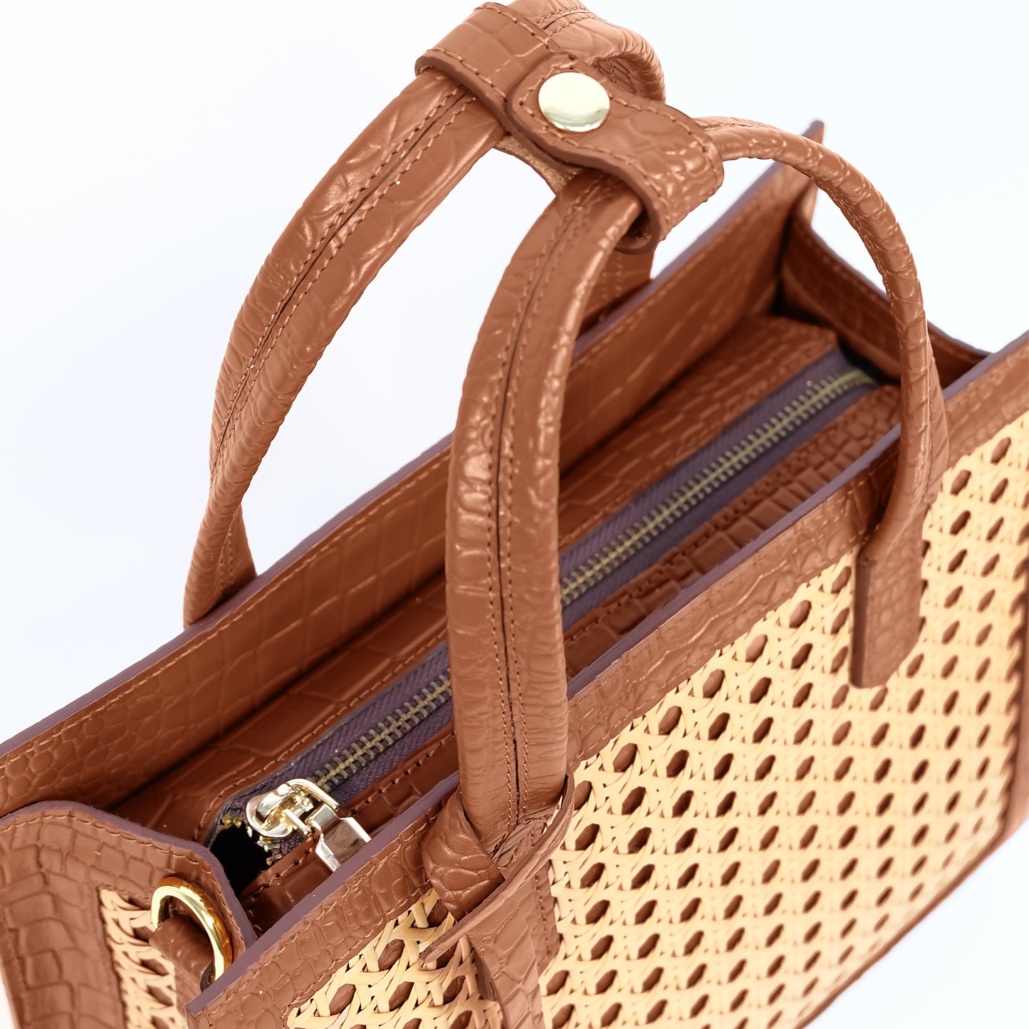 SAFIRA Square Bag in Croco Tan - Full Cowhide x Solihiya
