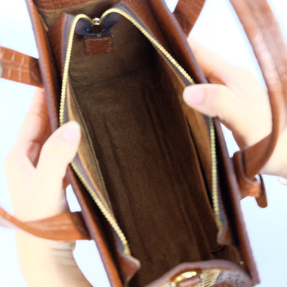 SAFIRA Square Bag in Croco Tan - Full Cowhide x Solihiya