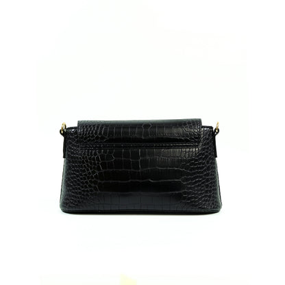 (CLEARANCE) VIA Bag in Croco Black - PU Leather