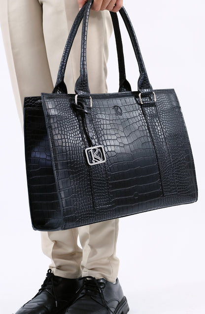 AMIRA 2.0 Laptop Tote Bag in Grained Choco (Silver Hardware) - PU Leather
