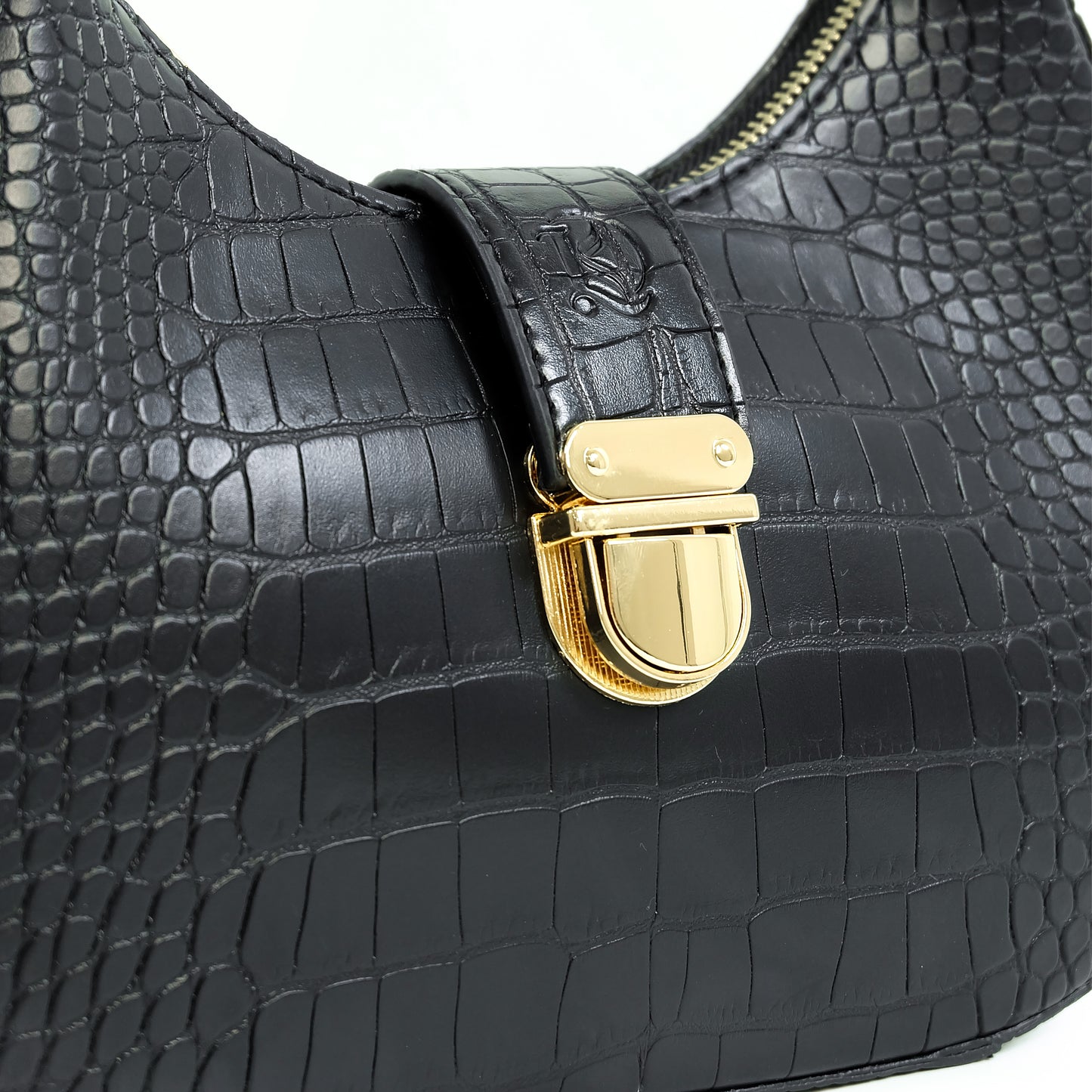 LUNA Bag in Croco Black - PU Leather