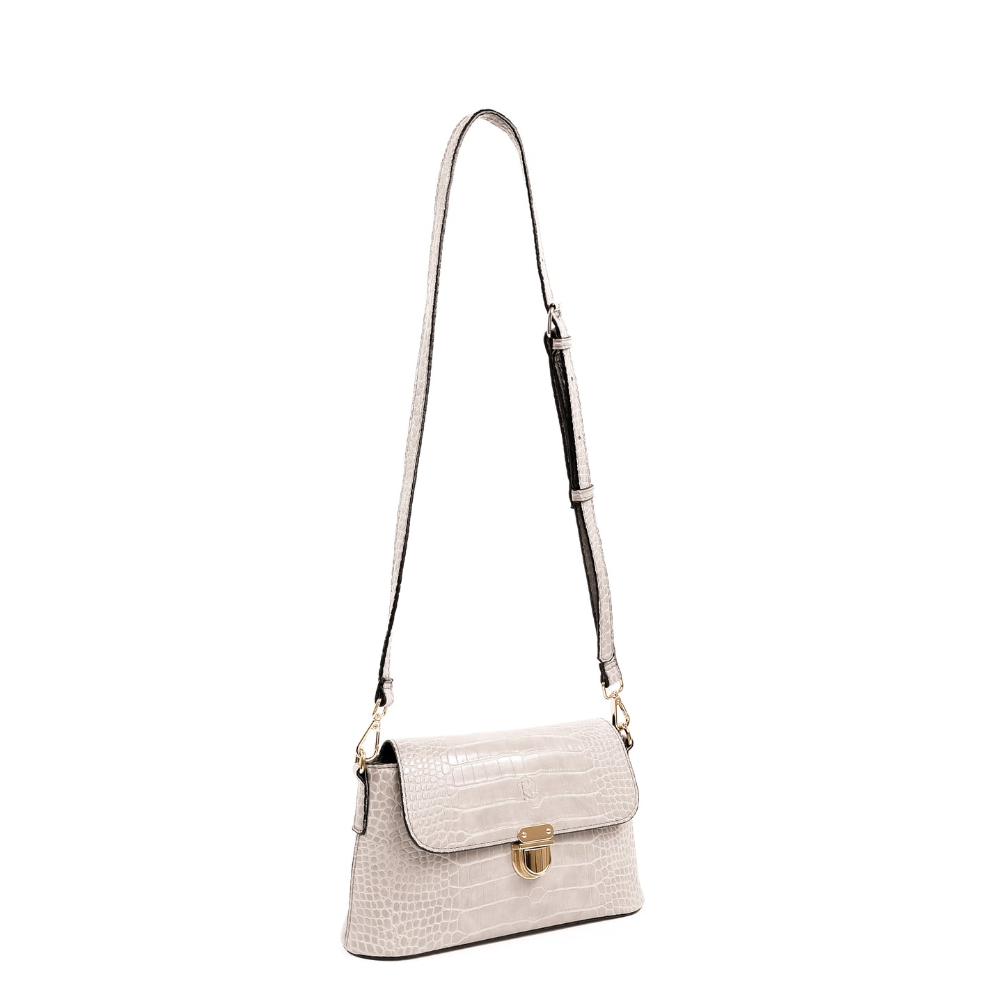 (CLEARANCE) VIA Bag in Croco Bone - PU Leather