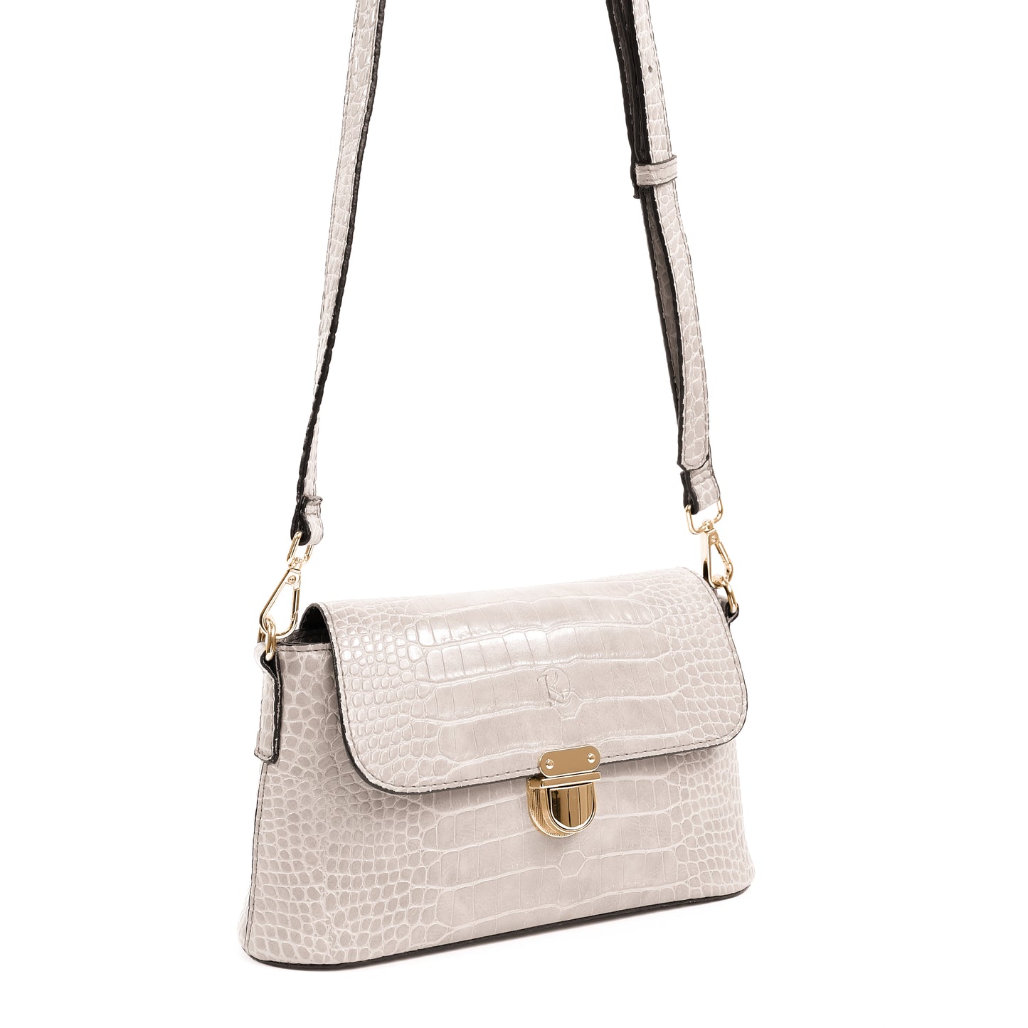 (CLEARANCE) VIA Bag in Croco Bone - PU Leather