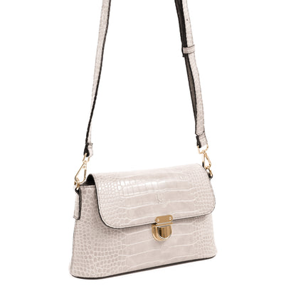 (CLEARANCE) VIA Bag in Croco Bone - PU Leather