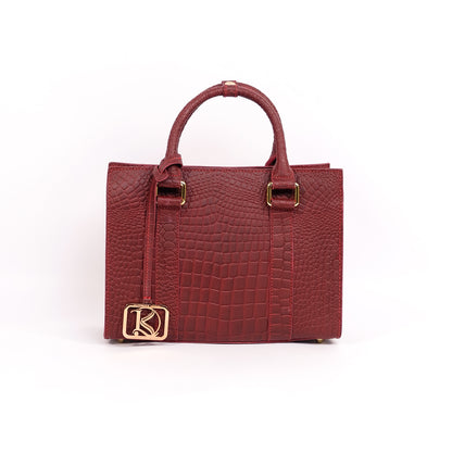 SAFIRA Mini Bag in Croco Dark Wine -  Genuine Leather