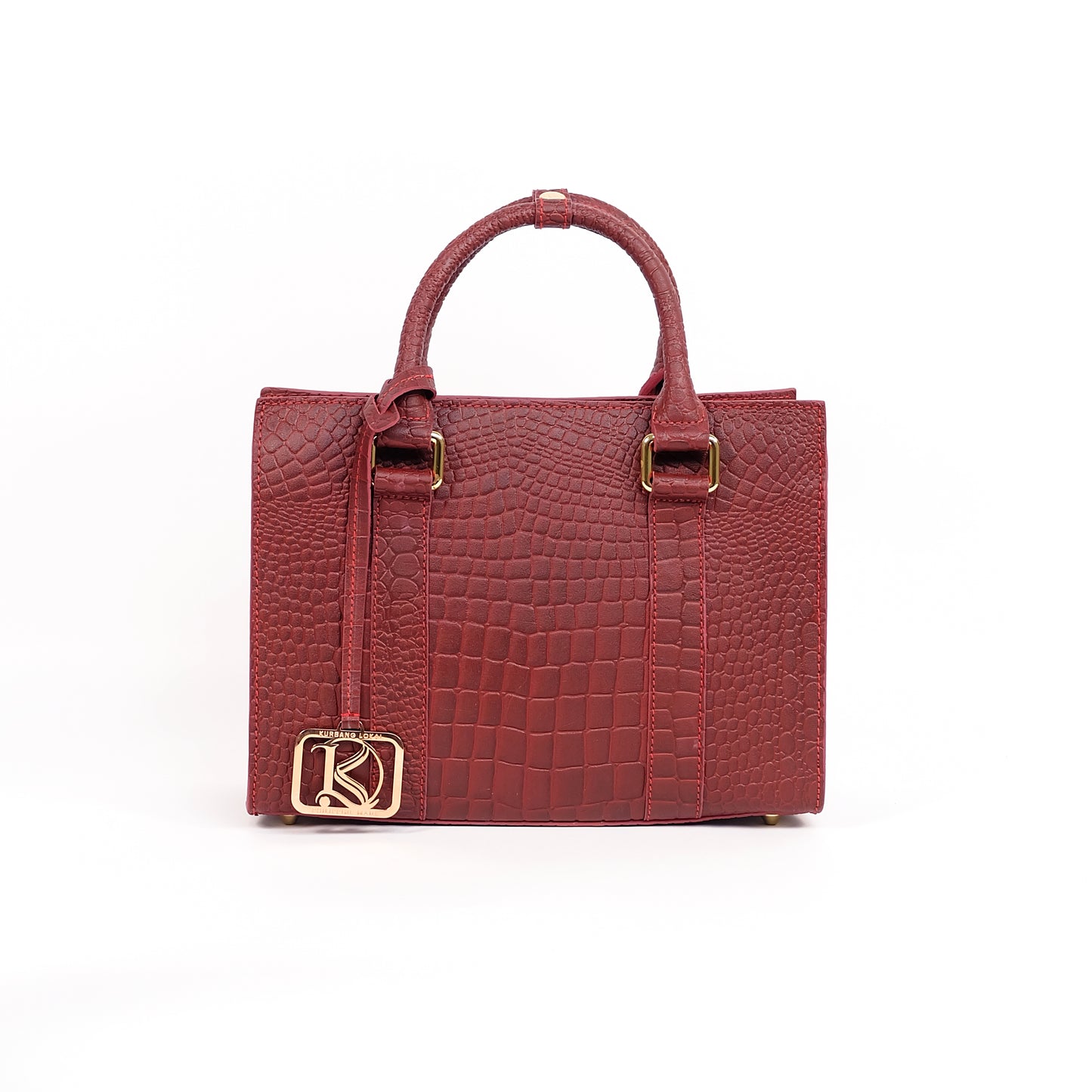 SAFIRA Mini Bag in Croco Dark Wine -  Genuine Leather