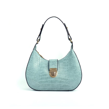 (CLEARANCE) LUNA Bag in Croco Mint - PU Leather